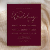 Budget Minimale Bourgogne Gold Script Wedding Invi