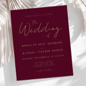 Budget Minimale Bourgogne Gold Script Wedding Invi