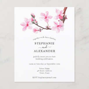 Budget Minimale Cherry Blossom Wedding Invite