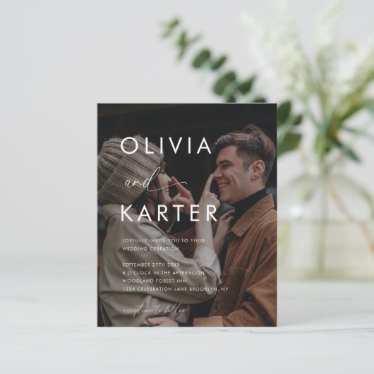 BUDGET Minimale eigentijdse monogram foto bruiloft (Staand voorkant)