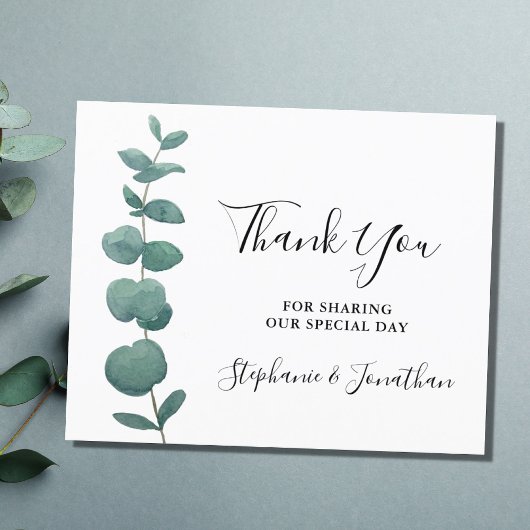 Budget Minimale Eucalyptus bruiloft Dank u kaart