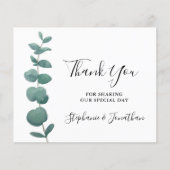 Budget Minimale Eucalyptus bruiloft Dank u kaart (Voorkant)