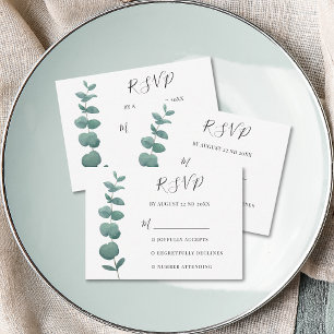 Budget Minimale Eucalyptus RSVP-kaart Notitiekaartje