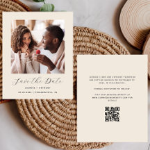 Budget Minimale Foto QR Beige Save the Date