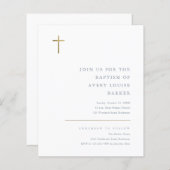 Budget Minimale Gold Cross Baptism Uitnodiging (Voorkant / Achterkant)