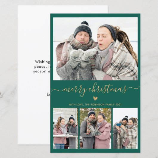 Budget Minimale Green Gold 4-fotokerstkaart (Voorkant / Achterkant)