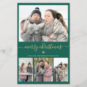 Budget Minimale Green Gold 4-fotokerstkaart (Voorkant)