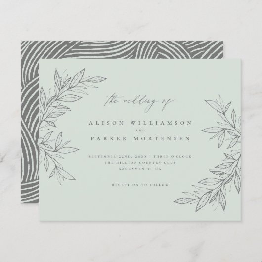 Budget Minimale Greenery Mint Botanical Wedding (Voorkant / Achterkant)