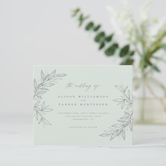 Budget Minimale Greenery Mint Botanical Wedding (Staand voorkant)