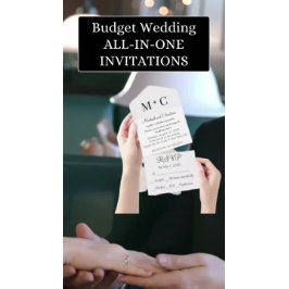 BUDGET Minimale Monochrome bruiloft All In One Uitnodiging