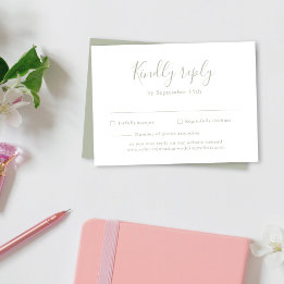 Budget Minimale Sage Groene Bruiloft RSVP Kaart