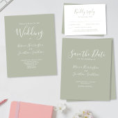 Budget Minimale Sage Groene Bruiloft RSVP Kaart