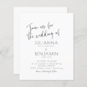 Budget Minimale Script Black White Wedding Invite (Voorkant / Achterkant)