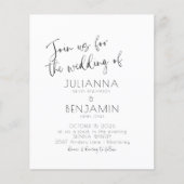Budget Minimale Script Black White Wedding Invite (Voorkant)