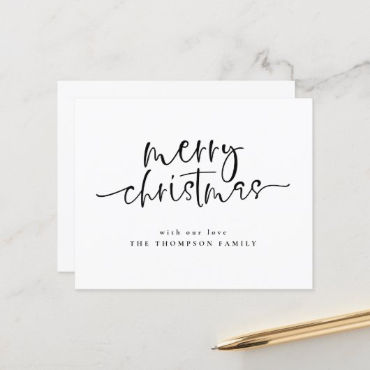 Budget Minimale Script Merry Kerstfeestdag Kaart (Voorkant / Achterkant in situ)