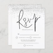 Budget Minimale Silver Glitter Wedding RSVP (Voorkant / Achterkant)