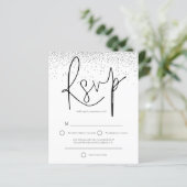 Budget Minimale Silver Glitter Wedding RSVP (Staand voorkant)