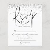 Budget Minimale Silver Glitter Wedding RSVP (Voorkant)