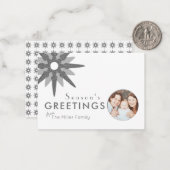 Budget Minimale Silver Snowflake-serie Foto Notitiekaartje (Voorkant / Achterkant in situ)
