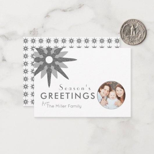 Budget Minimale Silver Snowflake-serie Foto Notitiekaartje (Voorkant / Achterkant in situ)