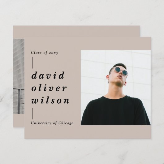 Budget minimalist 2 Uitnodiging tot fotoAfstuderen (Voorkant / Achterkant)