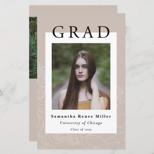 Budget minimalist 2 Uitnodiging tot fotoAfstuderen (Voorkant / Achterkant)