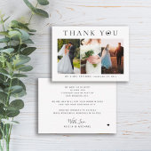 Budget minimalist 3 foto moderne bruiloft bedankt notitiekaartje