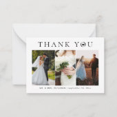 Budget minimalist 3 foto moderne bruiloft bedankt notitiekaartje (Voorkant)