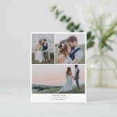 Budget Minimalist 4 Foto Huwelijks Dankkaart (Staand voorkant)