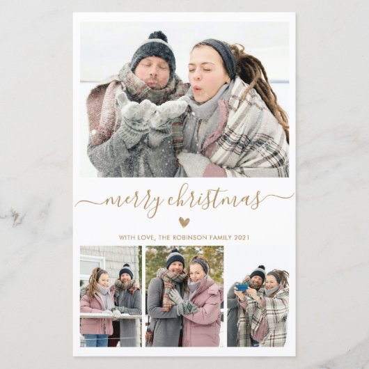 Budget minimalist 4 Photo Collage-kerstkaart (Voorkant)