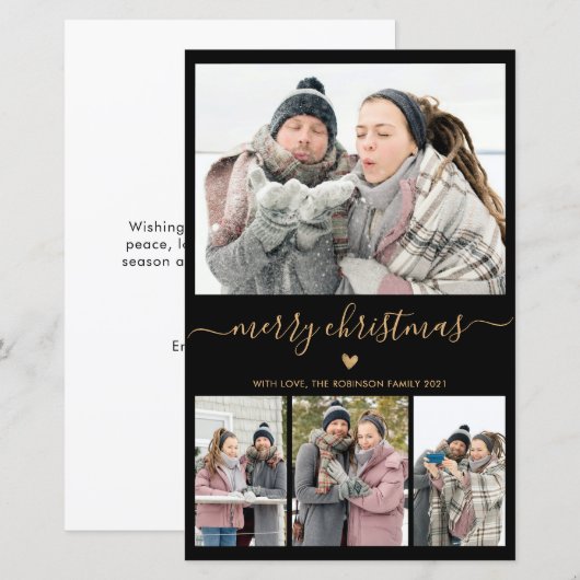 Budget minimalist 4 Photo Collage-kerstkaart (Voorkant / Achterkant)