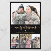 Budget minimalist 4 Photo Collage-kerstkaart (Voorkant)