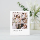 Budget Minimalist 5 foto bruiloft uitnodiging (Staand voorkant)