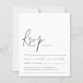 Budget minimalist Black White Script Weduwend RSVP (Voorkant)