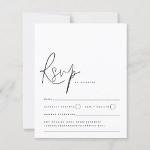 Budget minimalist Black White Script Weduwend RSVP