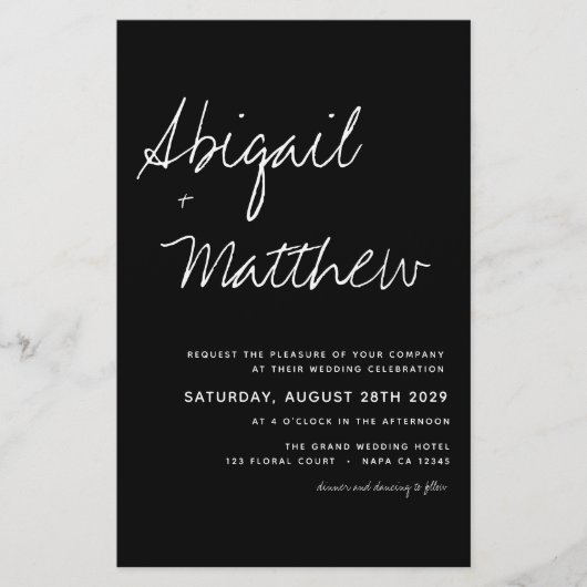 Budget minimalist Boho Black Wedding Uitnodiging Flyer (Voorkant)