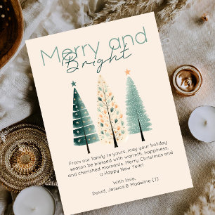 Budget Minimalist Boho Handgetekende Kerstbomen Notitiekaartje