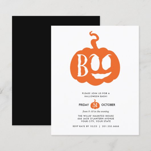 BUDGET Minimalist BOO Halloween Feest (Voorkant / Achterkant)