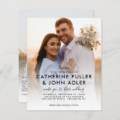 Budget minimalist Chic 2 Photo Wedding Uitnodiging (Voorkant / Achterkant)