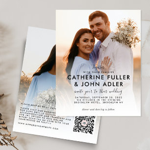 Budget minimalist Chic 2 Photo Wedding Uitnodiging