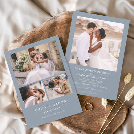 Budget minimalist - Dusty Blue Wedding Vier Foto Flyer