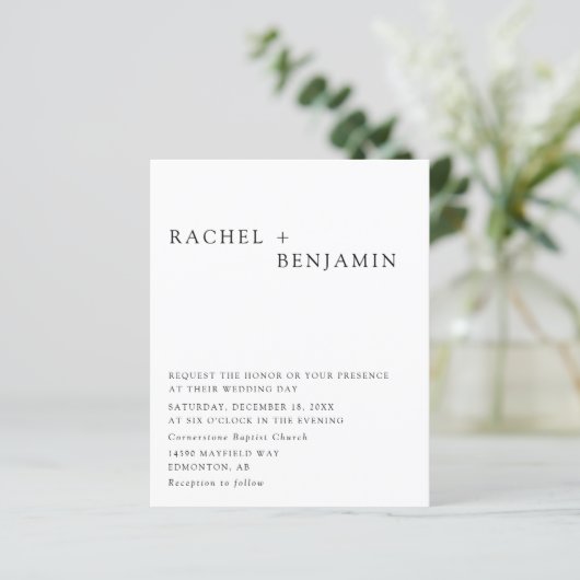 Budget minimalist Elegant Wedding Black White Chic (Staand voorkant)