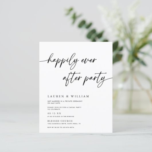 Budget Minimalist Gelukkig Ooit Na Feest Bruiloft (Staand voorkant)