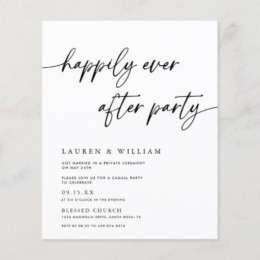 Budget Minimalist Gelukkig Ooit Na Feest Bruiloft (Voorkant)