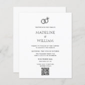 BUDGET Minimalist Hand Drawn Rings Qr Code Wedding (Voorkant / Achterkant)