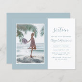 Budget minimalist Light Blue Photo Birthday Party (Voorkant / Achterkant)