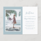 Budget minimalist Light Blue Photo Birthday Party (Voorkant)