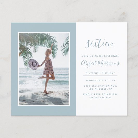 Budget minimalist Light Blue Photo Birthday Party (Voorkant)