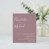 Budget Minimalist Mauve bruiloft uitnodiging (Staand voorkant)