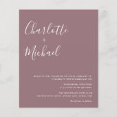 Budget Minimalist Mauve bruiloft uitnodiging (Voorkant)